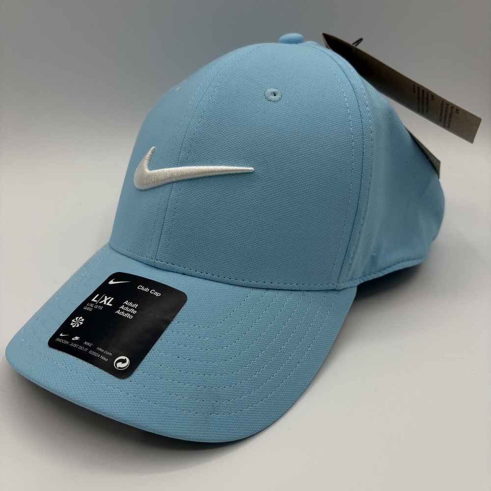 Nike Club Dri-FIT Hat Cap Light Blue Strap Back L/XL Extra Swoosh Club Cap NEW